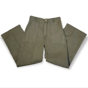 Free People Sunday Skies Crop Straight Leg Cotton Pants Green 4